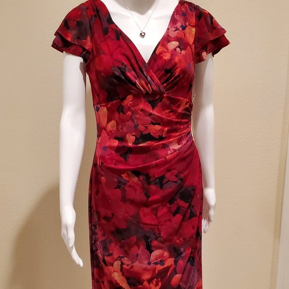 NWT LAUREN RALPH LAUREN Flutter Sleeve Dress- Floral Pattern - Picture 4 of 6